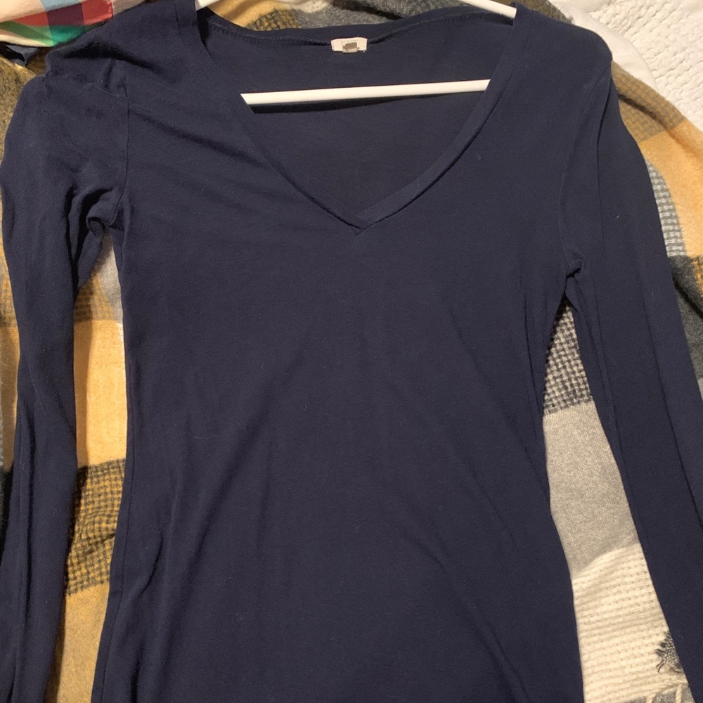2 J. Crew v-neck shirts black and purple